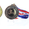 Juvale 6-Piece Set Metal Olympic Style Award Medals with Ribbons in Gold, Silver, and Bronze