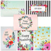 Juvale 48-Pack Bulk Happy Birthday Cards Box Set - 6 Unique Assorted Watercolor Floral Designs, Blank Inside with Envelopes Included, 4 x 6 Inches