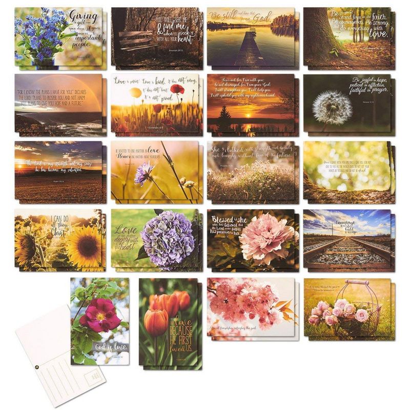 40 Pack Christian Motivational Bible Scripture Postcards, 4x6 Inches