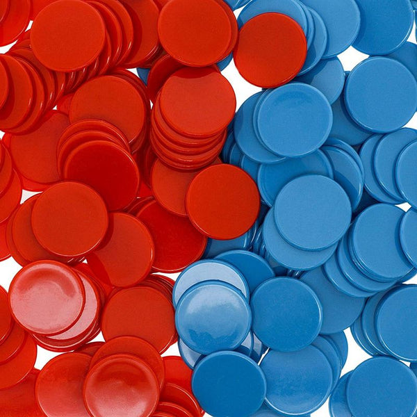 Juvale 250-Pack Plastic Two Color Counters, Kids Math Manipulatives Counting Chips, Red and Blue, 1 Inch