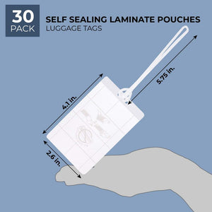 Juvale 30-Pack Self-Seal Laminating Pouches for Luggage & Bag Tags, 4 x 2.5 Inches