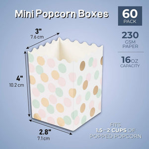 Mini Polka Dot Popcorn Party Favor Boxes (60 Pack)