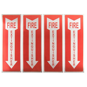 Fire Extinguisher Signs - 4-Pack Metal Aluminum Fire Extinguisher Signs with Arrow Symbol, Self-Adhesive Decal, Ideal for Office, Retail, Restaurants, Indoors and Outdoors, 3.9 x 11.75 Inches