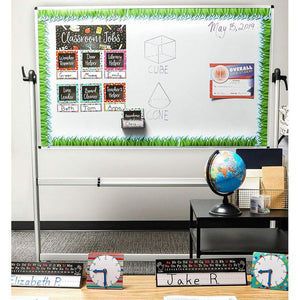 Juvale 12-Strip Grass Bulletin Board Strips Scalloped Border for Classroom (Total 36-ft)
