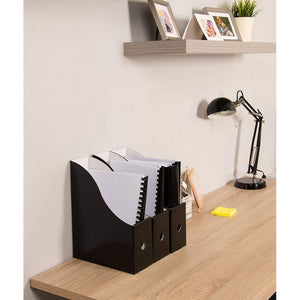 Magazine Holders - 8-Pack Corrugated Cardboard File Holders with Labels, Document and File Organizer, Black