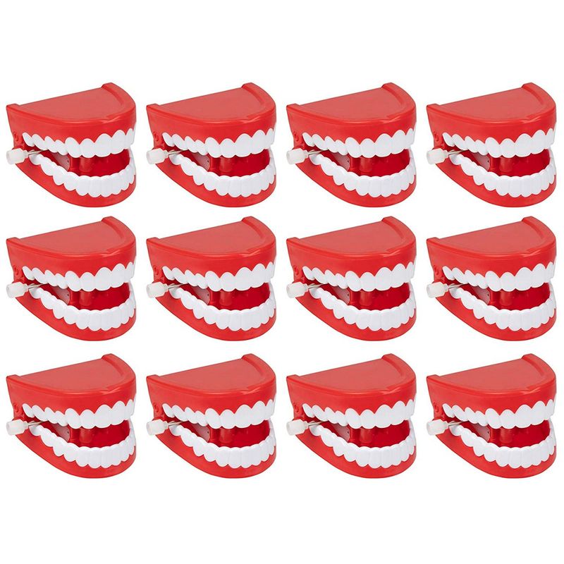 Juvale 12-Pack Wind Up Chomping & Chattering Teeth Toys for Kids Birthday Party Favors, Novelty and Gag Gifts, 2.5 x 1.5 Inches