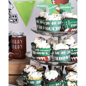 Football Cupcake Toppers and Wrappers for Tailgate Party, Game Day (100 Pieces)