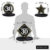 Juvale 3-Pack 30th Birthday Honeycomb Table Centerpiece Party Decoration, 3 Star Designs