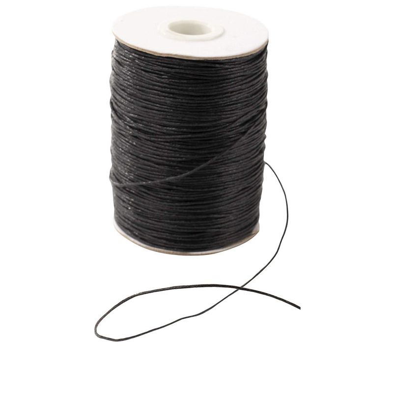 Waxed Cotton Cord, Jewelry Making Supplies (Black, 1 mm, 218 Yards)