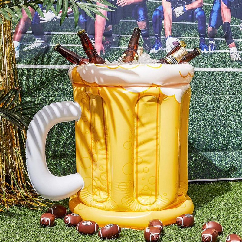 Inflatable Beer Mug Cooler for Birthday, Pool Party Supplies (23 In)