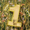 Number 1 Foil Small Gold Pinata for First Birthday Party (10 x 16 x 3 In)