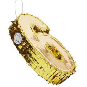 Juvale Small Number 6 Gold Foil Pinata, Sixth Birthday Party Supplies, 15.5 x 10.5 x 3 Inches