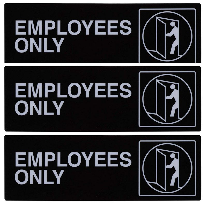 Juvale 3-Pack Employees Only Signs for Business Staff & Office Authorized Personnel Doors, 9 x 3 Inches