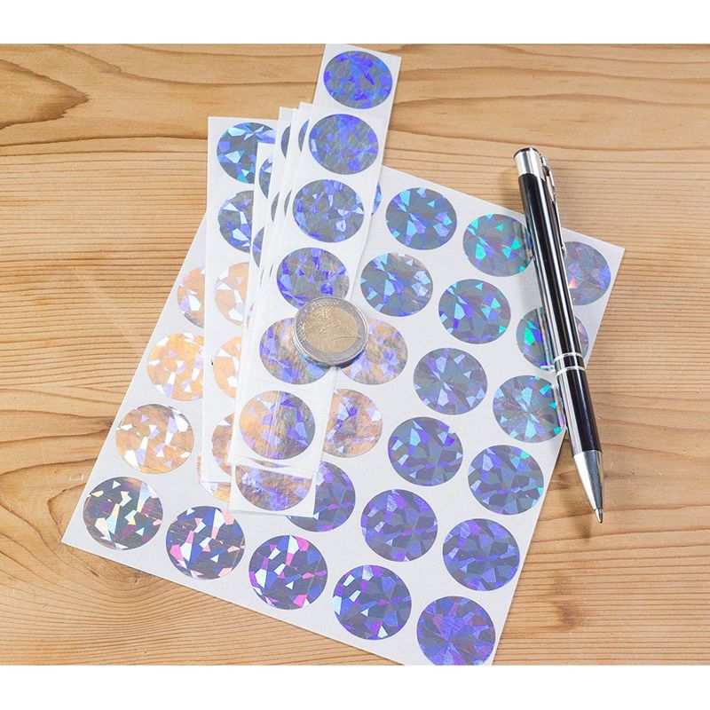 Scratch-Off Stickers - 300-Pack Round Sticker Labels, Self-Adhesive Peel and Stick DIY Circle Labels for Wedding Games, Fundraisers, Promotions, Holographic, 1-Inch Diameter