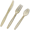 Gold Glitter Silverware for Weddings, Birthday Parties (96 Pieces )