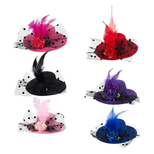 Mini Hat, Decorative Hair Clips (6 Colors, 3.2 in, 6-Pack)