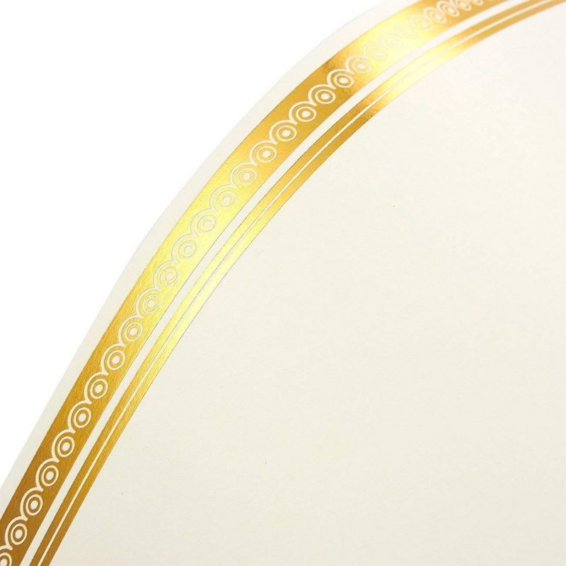 50 Blank Plain Paper Sheets - with Gold Foiled Metallic Border Computer Paper - Laser & Inkjet Printer Compatible - 180G Specialty Paper,50pcs/Design, Total 1 Designs, White