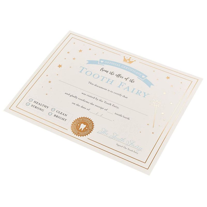 Juvale 32-Pack Tooth Fairy Paper Certificate Letter Receipts with Gold Foil for Kids, 8.5 x 11 Inches
