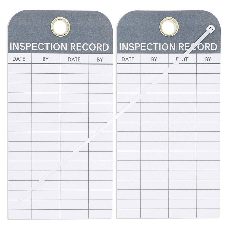 Juvale 24-Pack Inspection Safety Record Label Tags with Cable Ties, 6 x 3 Inches