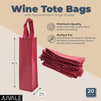 Wine Tote Bag, Reusable Gift Bags (3.75 x 13.7 x 3.5 In, Burgundy, 20 Pack)