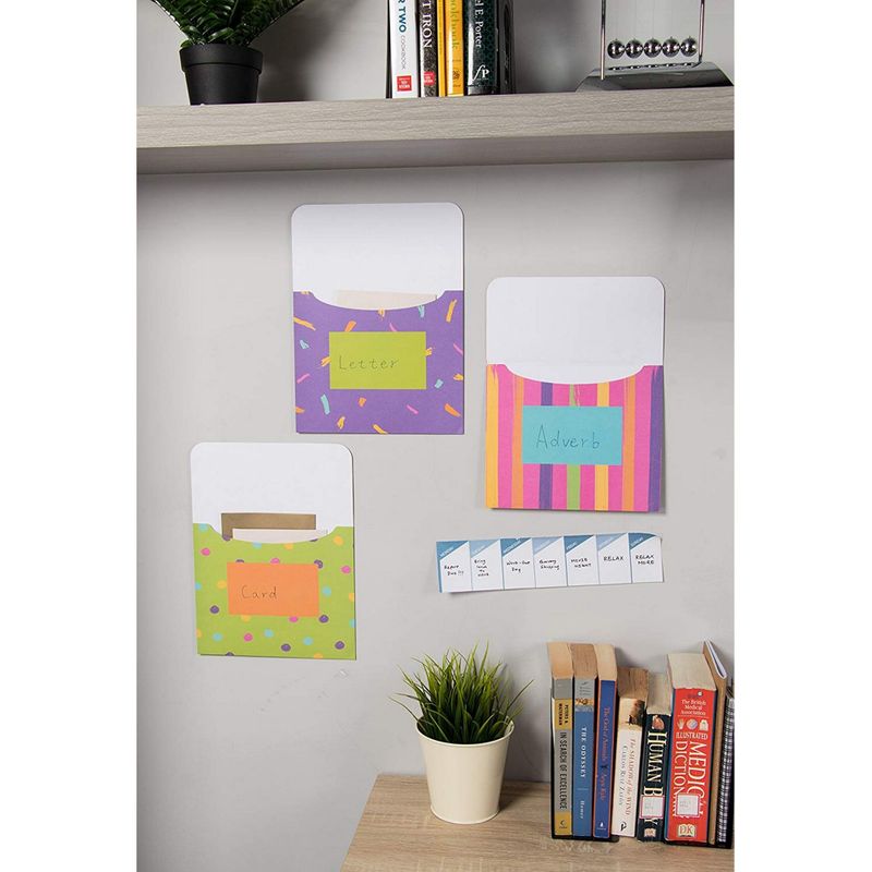Library Pockets for Classroom, Book Sleeves for Bulletin Boards (7.5x9 In, 12 Pack)