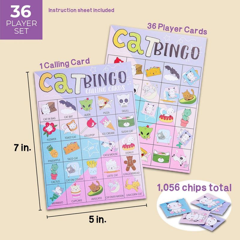 Cat Bingo Game for Birthday Parties (36 Pieces)