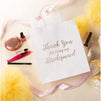 11 Bridesmaid and 1 Maid of Honor Thank You Paper Gift Bag, Rose Gold Foil Text, Includes 20 Sheets of Tissue Paper, Perfect for Bridal Party Favors, White, 9 x 8 x 4 Inches