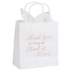 11 Bridesmaid and 1 Maid of Honor Thank You Paper Gift Bag, Rose Gold Foil Text, Includes 20 Sheets of Tissue Paper, Perfect for Bridal Party Favors, White, 9 x 8 x 4 Inches