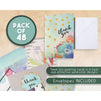 Blank Thank You Cards and Envelopes, Cute Watercolor Greeting Cards (4 x 6 In, 48 Pack)