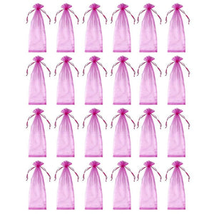 Sheer Organza Bags, Wine Bag (Pink, 14.7 x 5.2 in, 24-Pack)