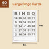 Juvale 60-Pack Bulk Large Print Paper Bingo Calling Cards, 8 x 11 Inches