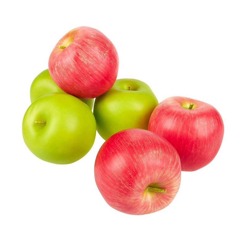 Juvale Fake Fruit – Set of 6 Artificial Apples, Artificial Fruits for Decoration, Lifelike Simulation, Realistic Decor - 2.5 Inches, Red and Green