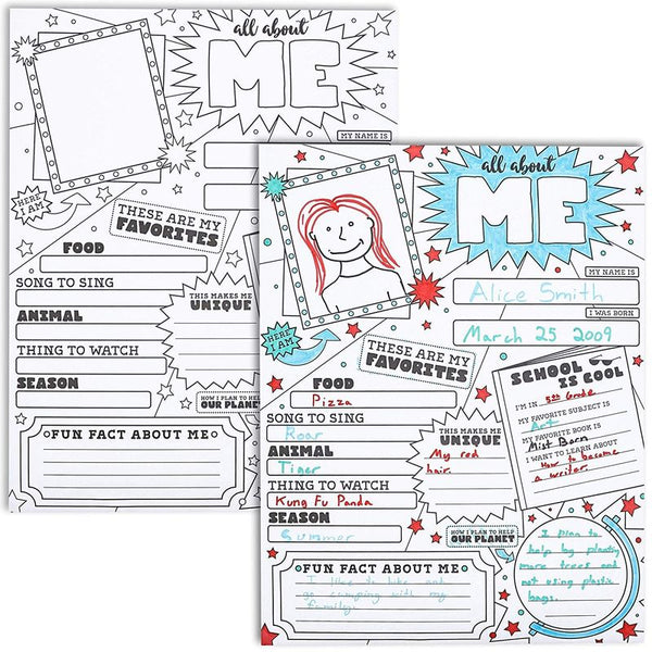 Juvale 30-Pack Kids All About Me Posters for Kindergarten, Elementary School, 17 x 22 Inches