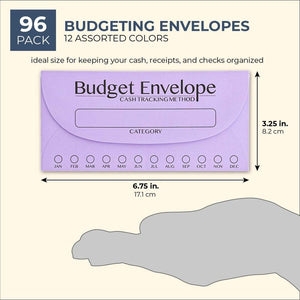 Juvale 96-Pack Budget Envelopes for Cash, Money Savings, Budgeting, 12 Colors, 8 of Each, 6.5 x 3 inches