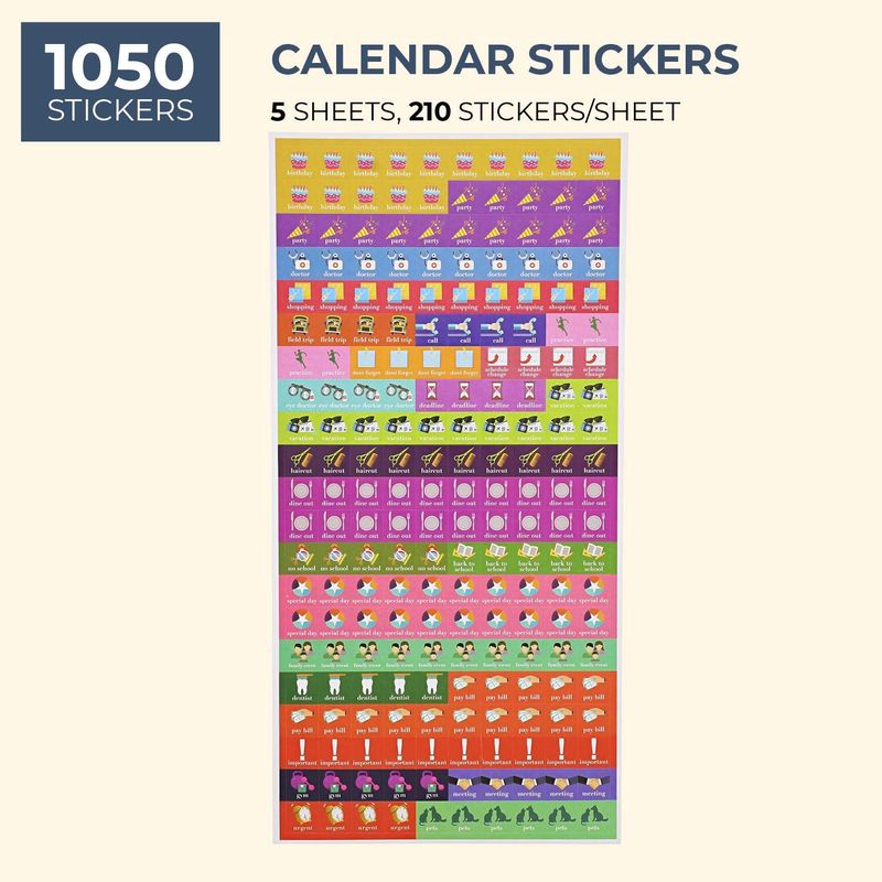 Juvale Calendar Reminder Appointment Stickers, 5 Sheets (1050 Count)