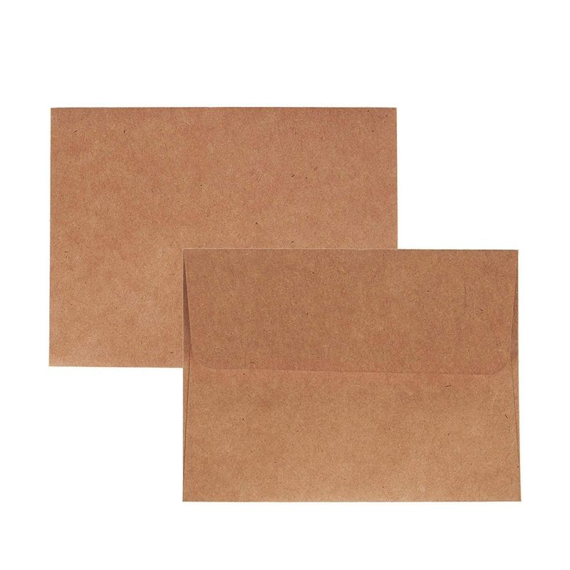 Juvale 100-Count A2 Kraft Envelopes with Self-Seal Square Flap for 5 x 4 Inch Party, Wedding and Baby Shower Invitations, 5.75 x 4.375 Inches