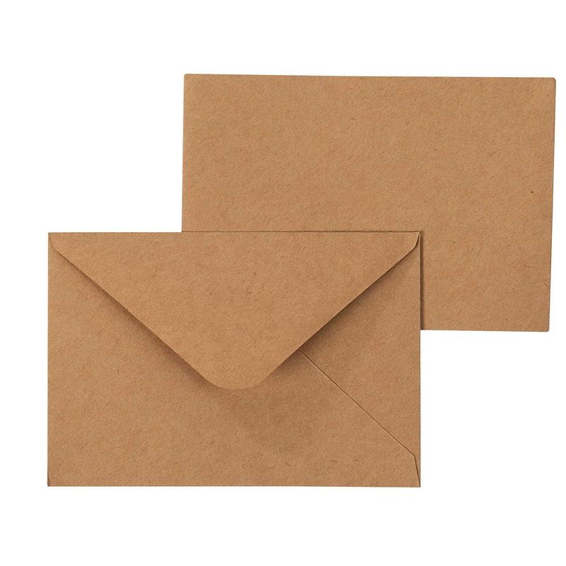 Mini Envelopes - 250-Count Gift Card Envelopes, Kraft Paper Business Card Envelopes, Bulk Tiny Envelope Pockets for Small Note Cards, Brown, 4 x 2.8 Inches