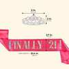 21th Birthday Tiara and Sash - Finally 21 Pink Glitter Satin Sash and Rhinestone Crown Tiara Set for Gift Party Supplies and Decorations