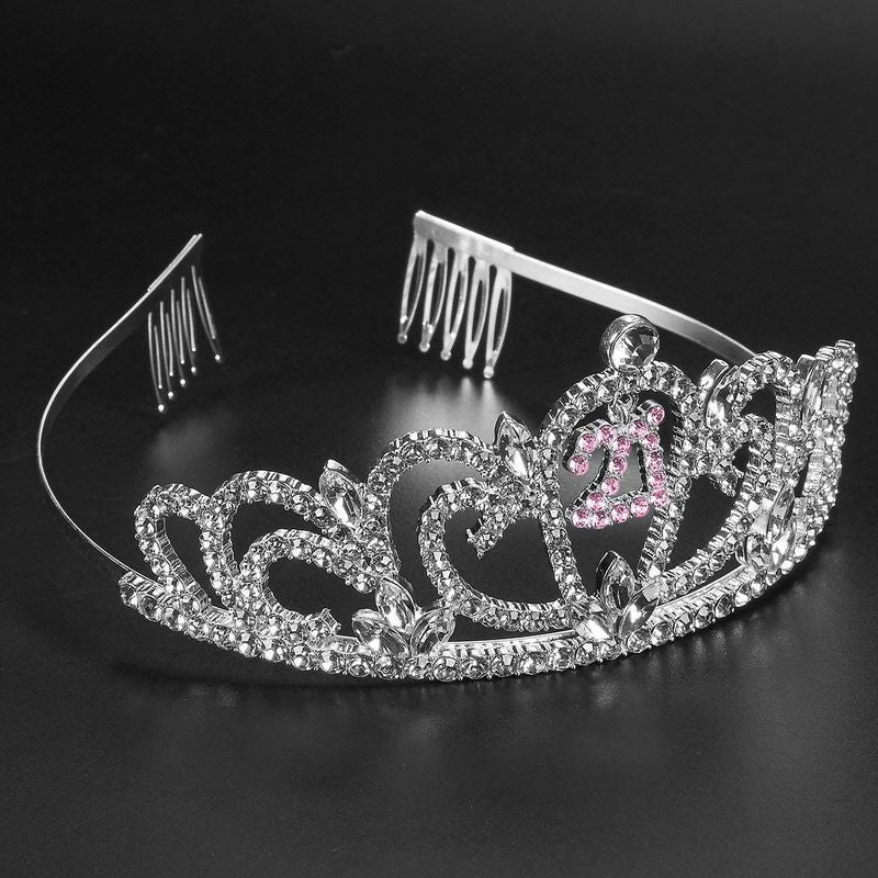 21th Birthday Tiara and Sash - Finally 21 Pink Glitter Satin Sash and Rhinestone Crown Tiara Set for Gift Party Supplies and Decorations