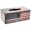 Juvale American USA Flag Rectangular Tissue Box Wood Cover Holder, Red White and Blue, 10 x 6 x 4 inches