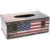 Juvale American USA Flag Rectangular Tissue Box Wood Cover Holder, Red White and Blue, 10 x 6 x 4 inches