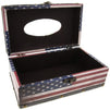Juvale American USA Flag Rectangular Tissue Box Wood Cover Holder, Red White and Blue, 10 x 6 x 4 inches