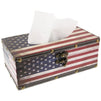Juvale American USA Flag Rectangular Tissue Box Wood Cover Holder, Red White and Blue, 10 x 6 x 4 inches
