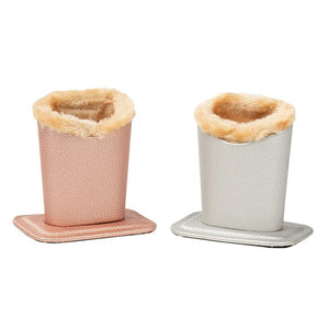 Eyeglass Holders – 2-Pack Eyeglass Stands with Soft Plush Lining - Eyeglass Holder Stands with PU Leather Exterior, 4.6 x 4.7 x 3.2 Inches, Silver and Pink