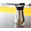 Salt and Pepper Shakers Set - High Grade Stainless Steel with Glass Bottom and 4' Stand - 4" x 6" x 2", 4 oz.