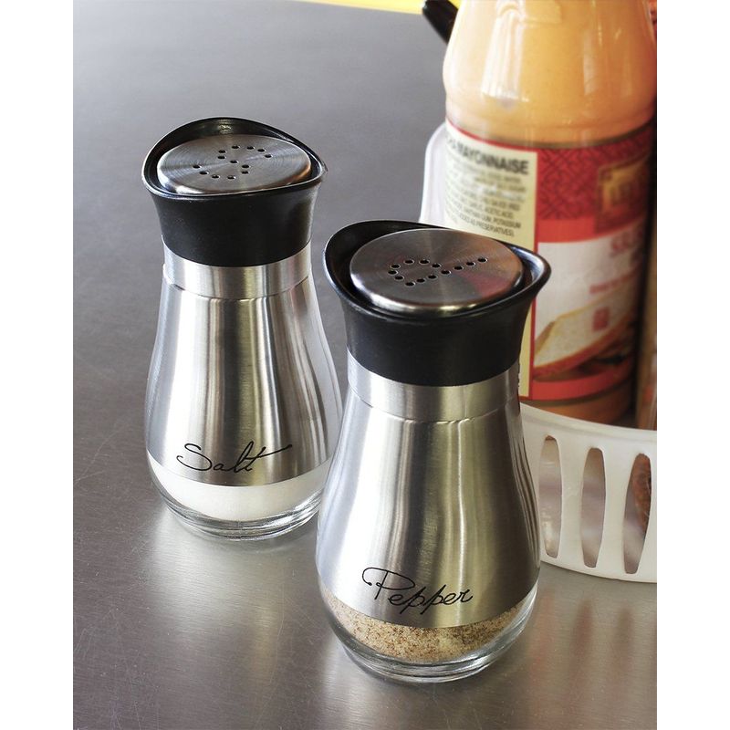 Juvale Salt and Pepper Shakers Stainless Steel Glass Set