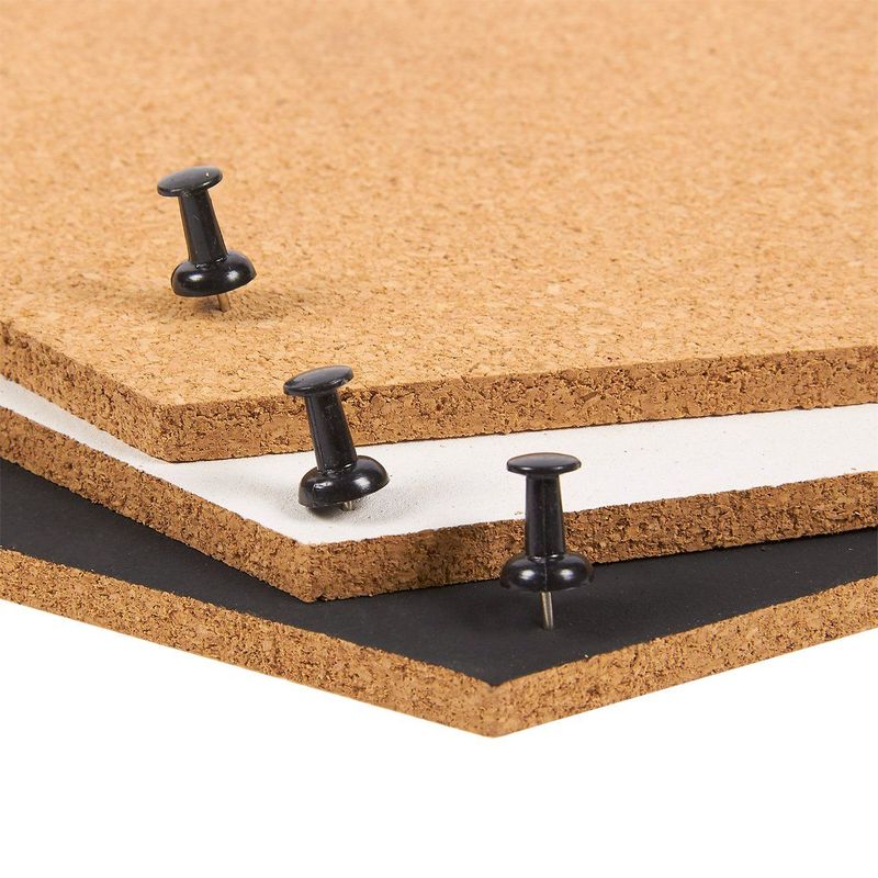 Juvale Self-Adhesive Hexagon Cork Board Tiles with Push Pins (7.8 x 7.8 in,  3 Pack)