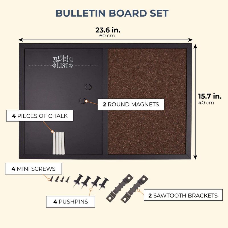 Juvale Chalkboard Corkboard Bulletin Board Combo (24 x 16 Inches)