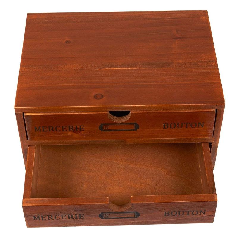 Juvale Small Wood Desktop Organizer Storage Box with Drawers, French Design