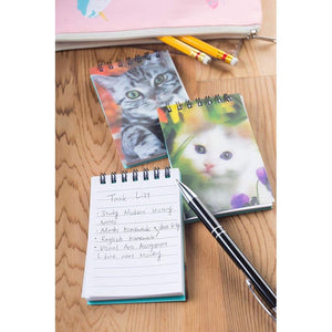 Juvale Cute Cat Mini Notebook, Spiral Notepad, Kitten Party Supplies (55 Sheets, 24 Pack)